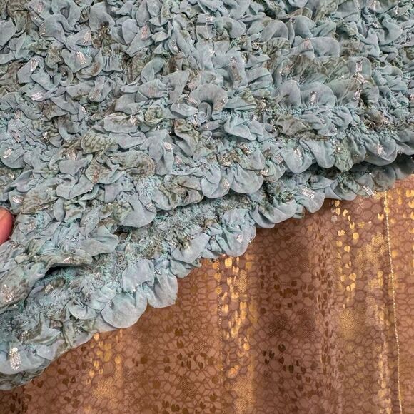 Free People Scrunch It Up Micro Booty Shorts Chambray Combo Blue Silver Small NW - Picture 6 of 11